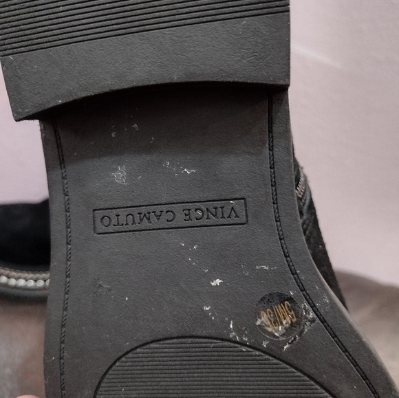 Vince Camuto Blinda  Black Suede Moto Chic Chain Rim Platform Lug Sole Boot - Picture 9 of 13